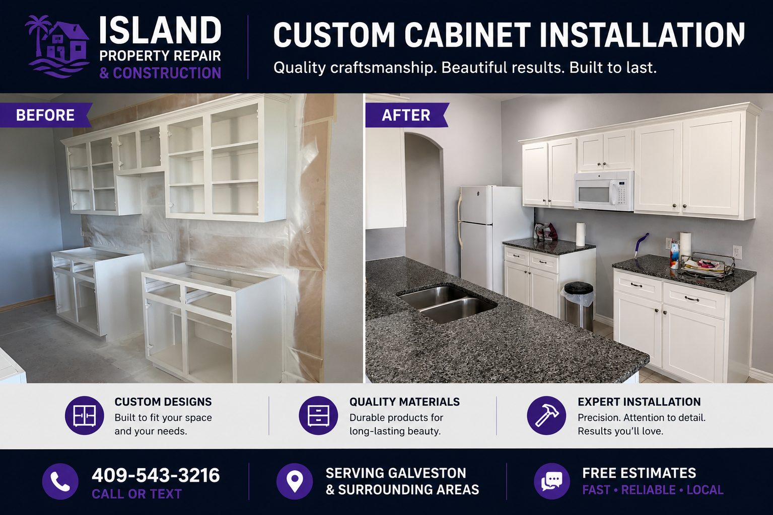 Water Damage Repair & Restoration project by Island Property Repair and Construction in Galveston